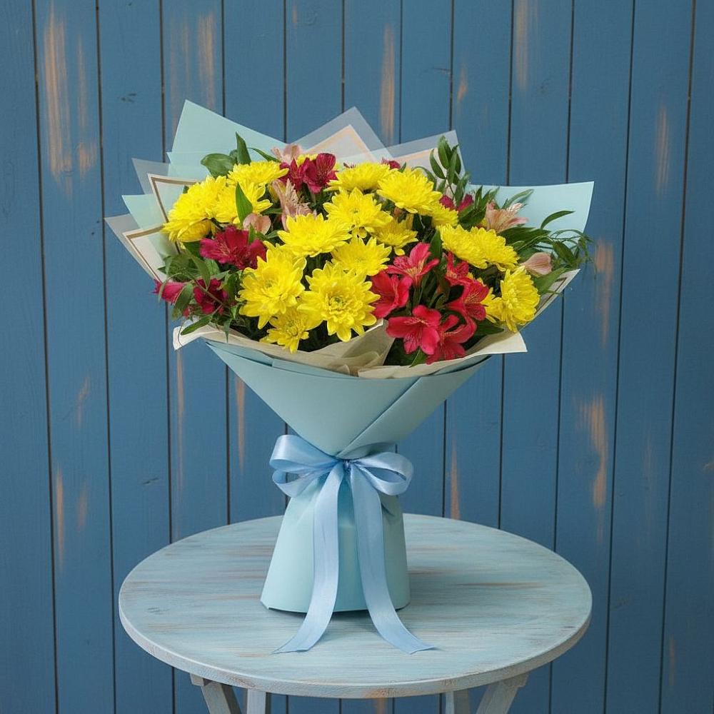 Букет цветов из: Альстромерии и Хризантемы в Северка