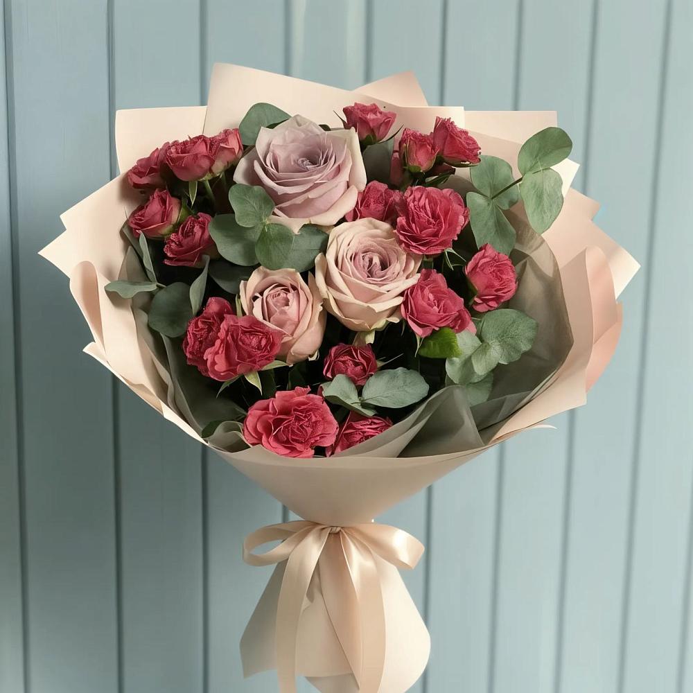 Букет цветов из: Гвоздики и Розы в Северка