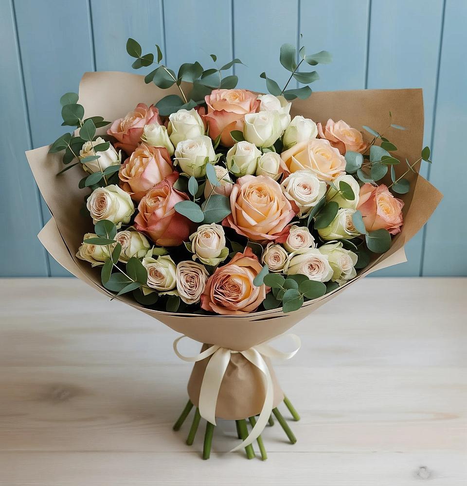 Букет цветов из: Альстромерии и Розы в Северка