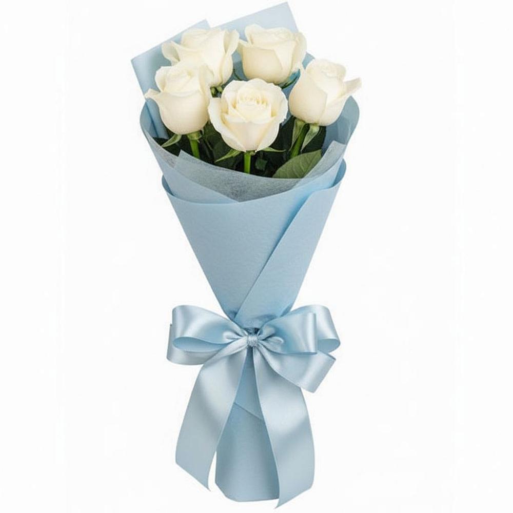 Букет 5 Белых роз Проуд в Северка