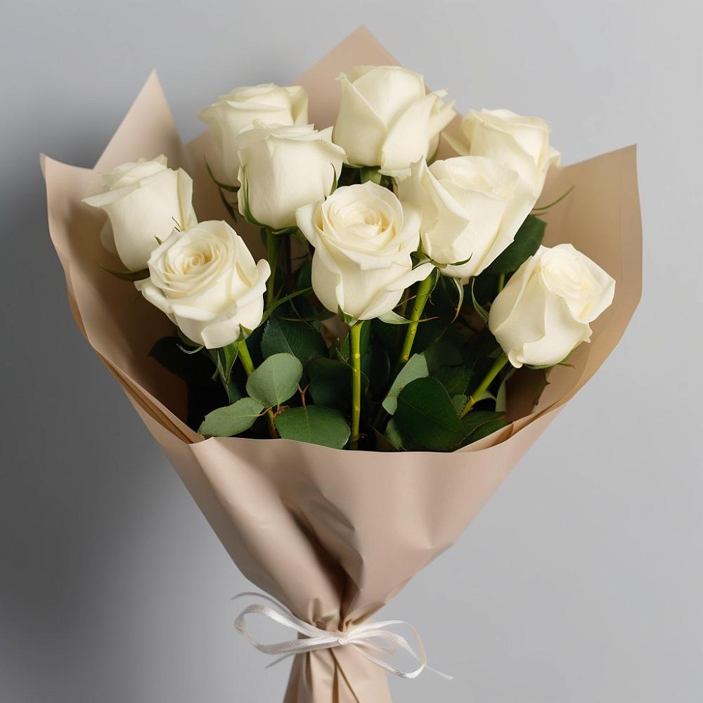 Букет 9 Белых роз Эдлесс Лав в Северка