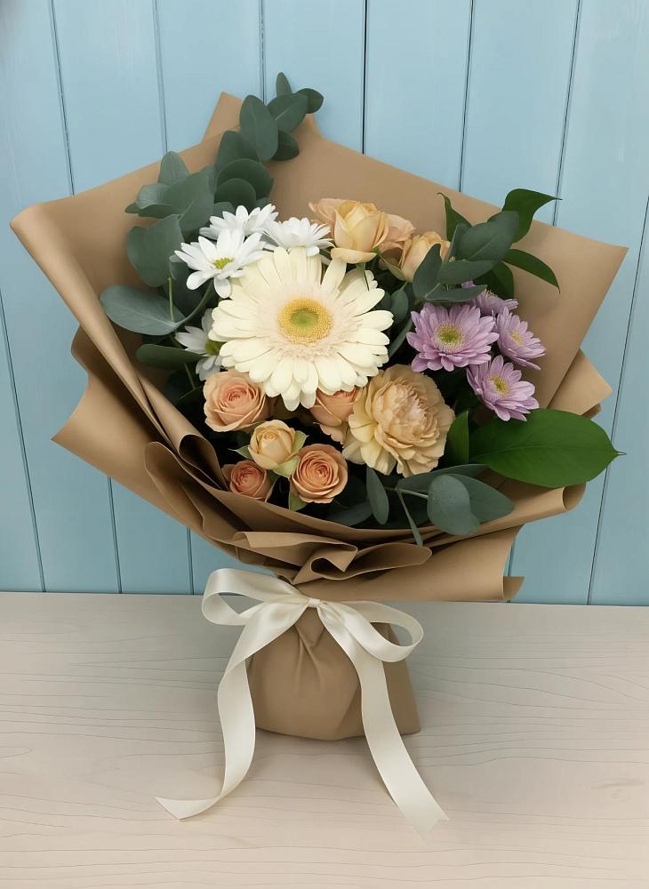 Букет цветов из: Герберы и Хризантемы в Северка