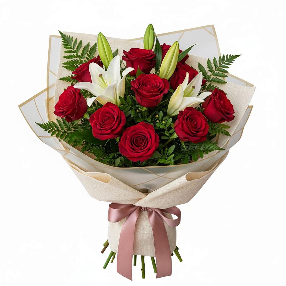 Букет цветов из: Лилии и Розы в Северка