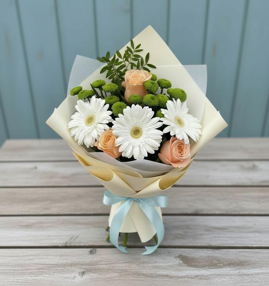 Букет цветов из: Герберы, Розы и Хризантемы в Северка