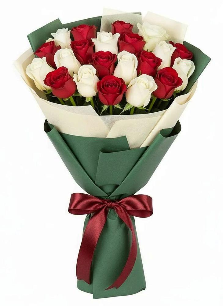 Букет Микс из красных и белых роз в Северка
