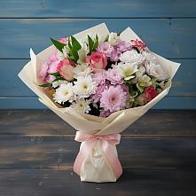 Букет цветов из:  Хризантемы, Альстромерии и Розы в Северка