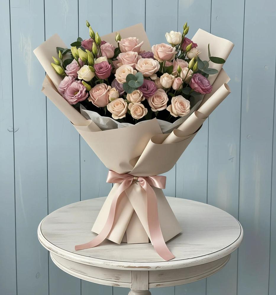 Букет цветов из: Розы и Лизиантусы в Северка