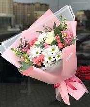 Букет цветов из:  Розы, Лизиантусы и Хризантемы #REPLACE_PRED# Северка