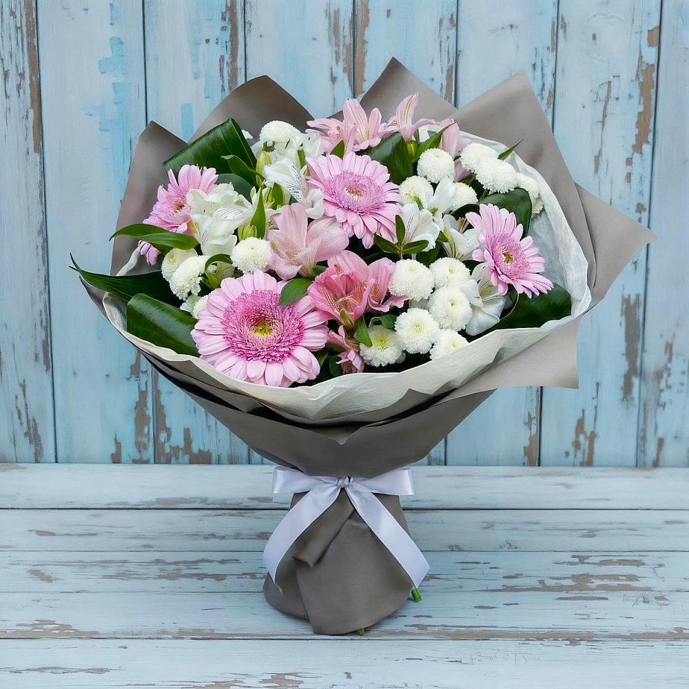Букет цветов из: Герберы, Альстромерии и Хризантемы в Северка