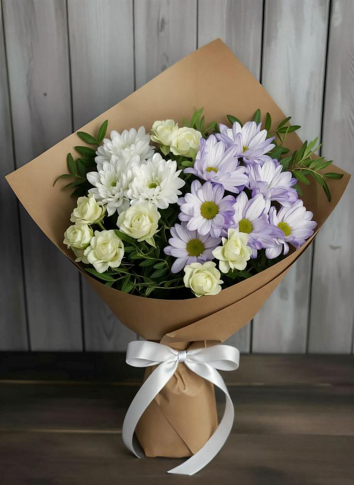 Букет цветов из: Хризантемы и Розы в Северка